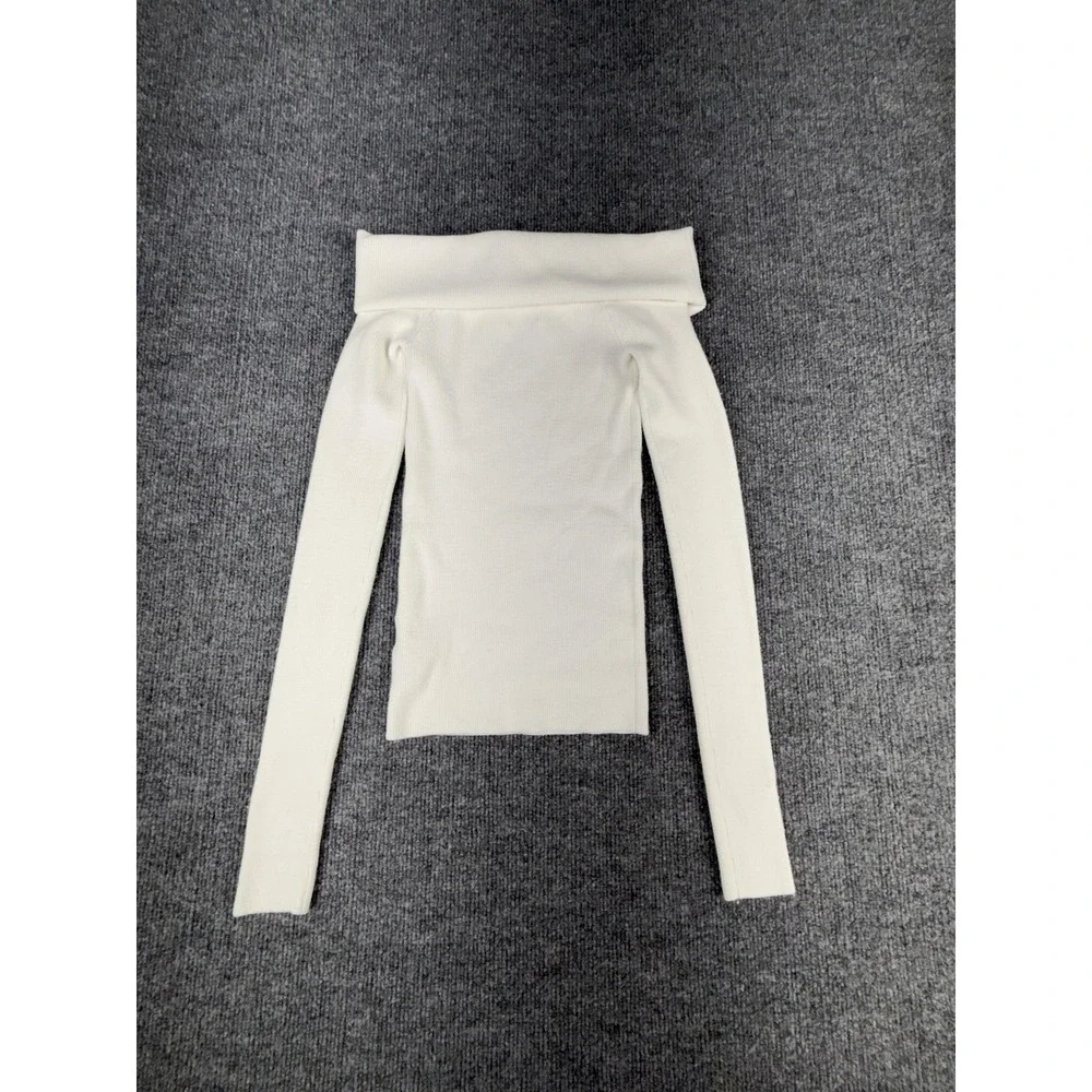 Wilfred‎ Sweater Womens 2XS White Boatneck Ribbed Knit Long Sleeve Slim Top